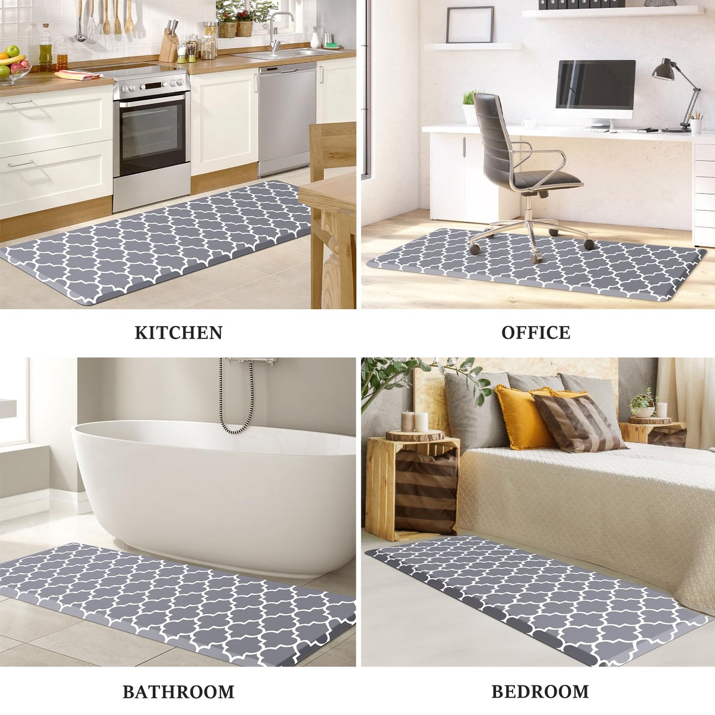 WISELIFE Anti Fatigue Floor Mat - 4/5 Inch Thick Kitchen Mat Non Slip Waterproof Heavy Duty Ergonomic Comfort Mat Durable for Home, Office, Sink, Laundry,(24" x 70", Grey)