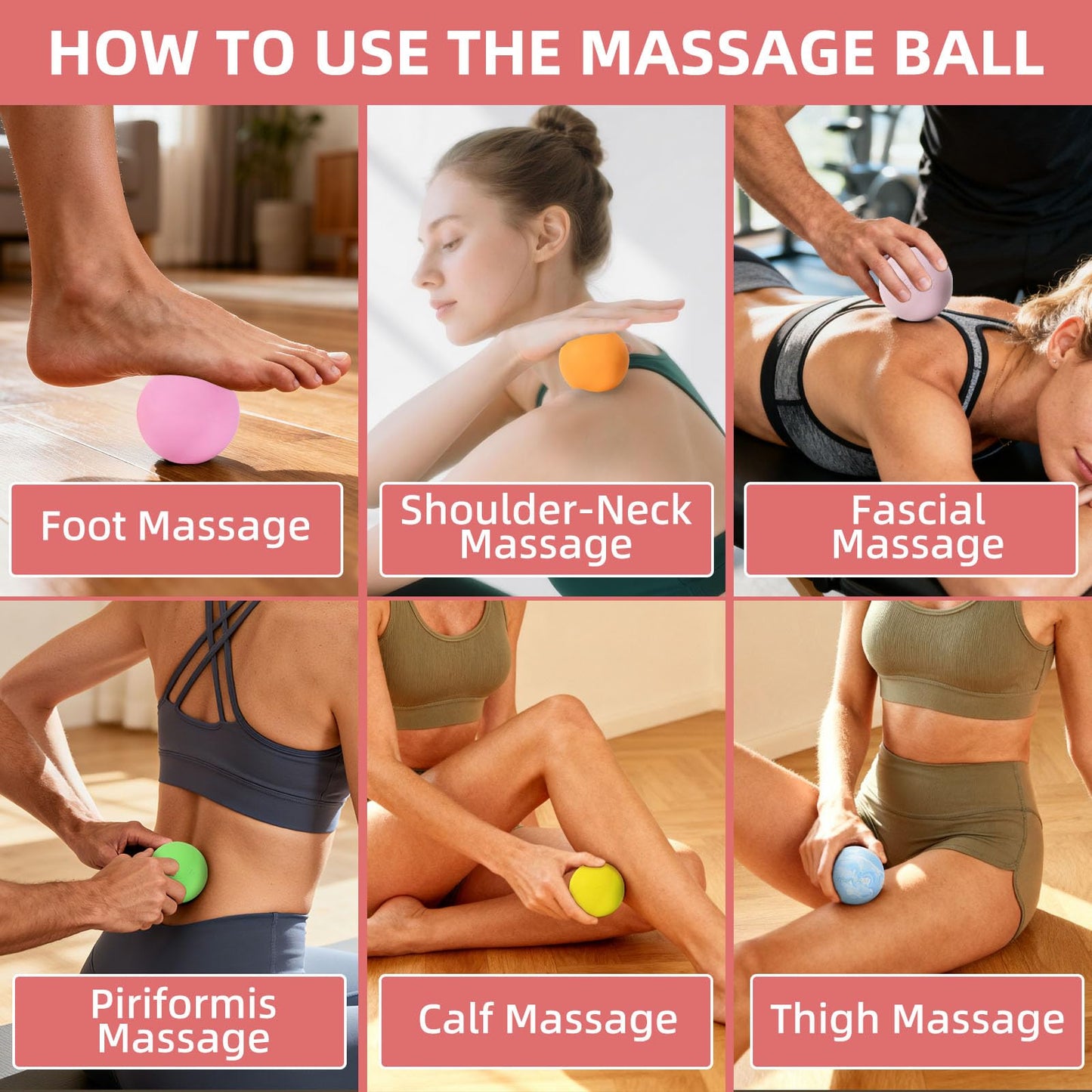 Massage Lacrosse Balls 2 Pack, Rubber Trigger Point Therapy Balls for Deep Tissue Myofascial Release, Plantar Fasciitis & Muscle Soreness Relief, Portable Pain Relief Tool (Purple and Blue)