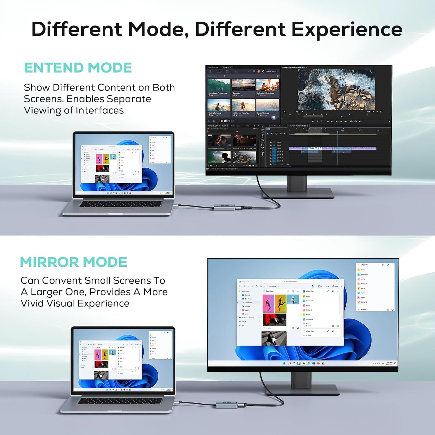 WENTER 3.0 1080P 7/8/8.1/10 Adapter, to Multi-Monitor Converter Audio Video, Display Extender for PC Laptop Desktop