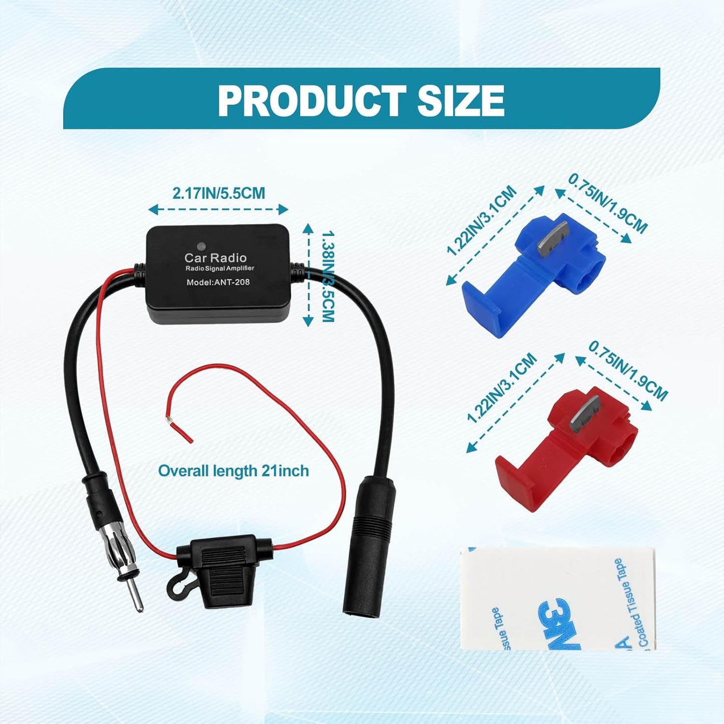 BSAMZO 12V 25 Car Antenna Booster db Antenna Signal Reception Amplifier, Amplify Signal & Reduce Noise AM FM for Car