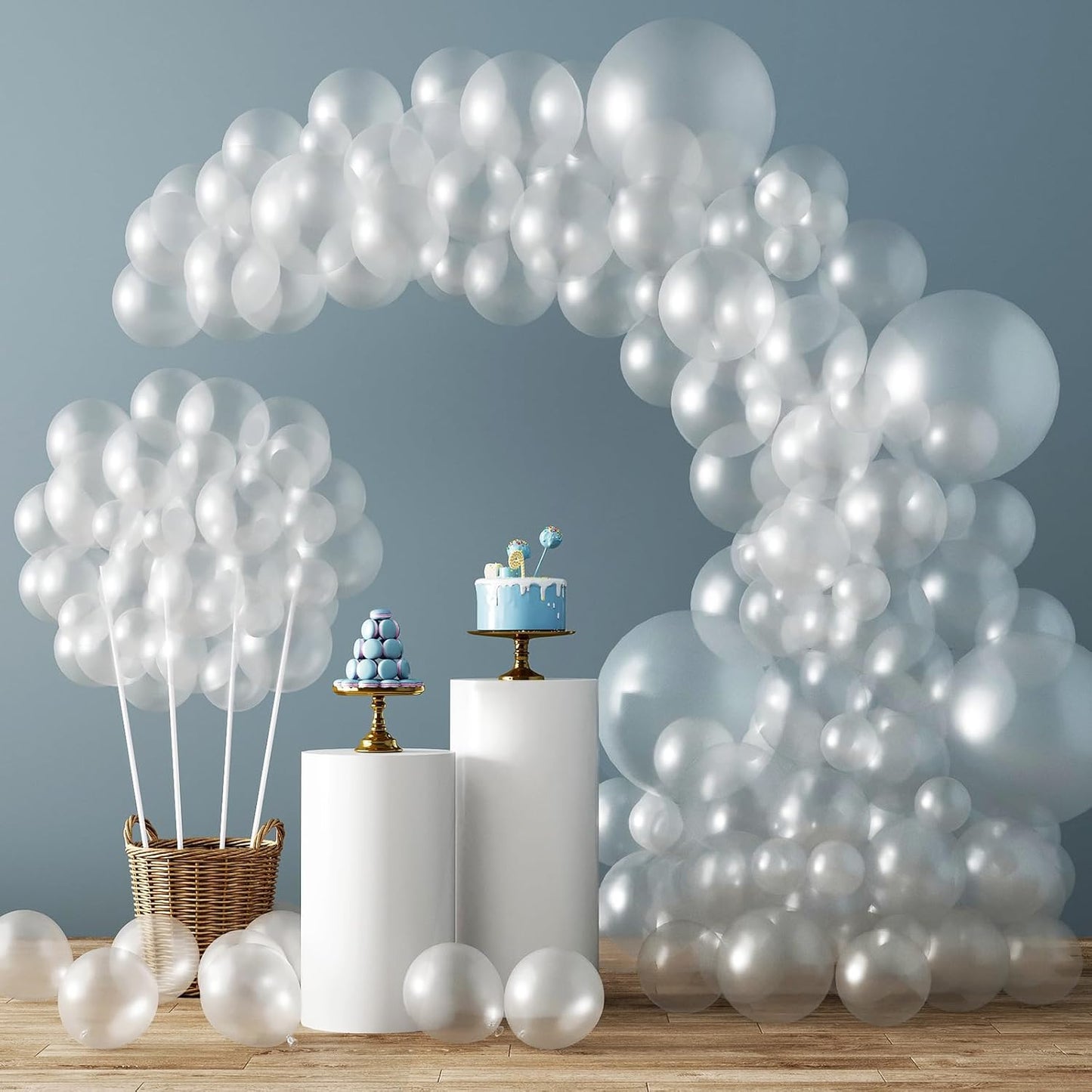RUBFAC Clear Balloons - 129-Piece Set in Various Sizes for Birthday & Wedding Decorations | Transparent