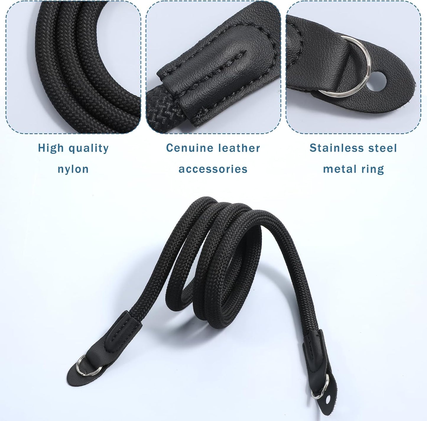 FdcZeyxior 105cm Rope Camera Strap, Camera Neck Strap, Nylon Climbing for Round Hole Interface DSLR SLR Mirrorless