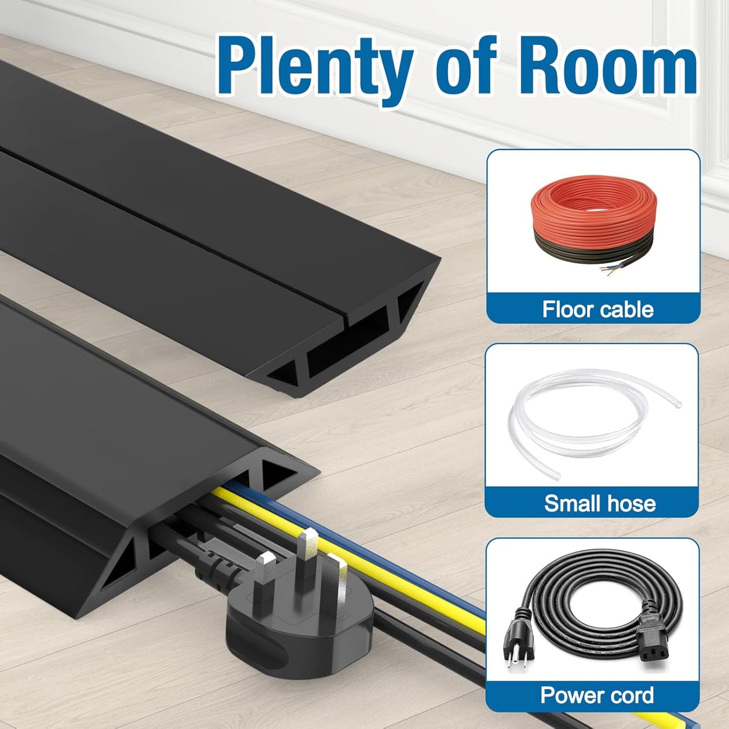 Eapele 10 Settings ft Floor Cord Cover Heavy Duty Cable Protector, Easy to Unroll, Prevent Trip Hazard for Home Office
