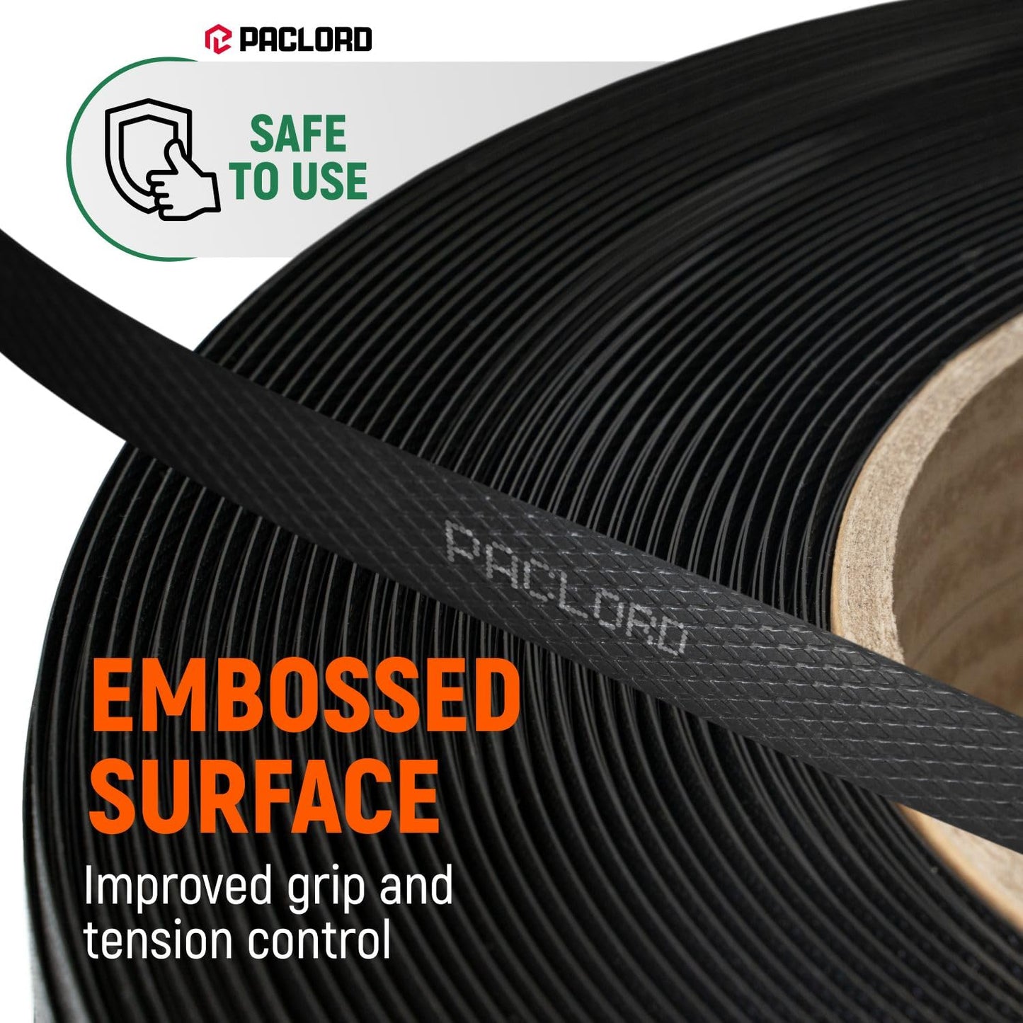 Paclord 1/2" x 7200' Heavy-Duty Polypropylene (PP) Strapping Coil - 0.031" Thick Banding Strap, 16" x 6" Core, 600 lbs Break Strength, Black - for Bundling and Packaging - Flexible, Weather Resistant