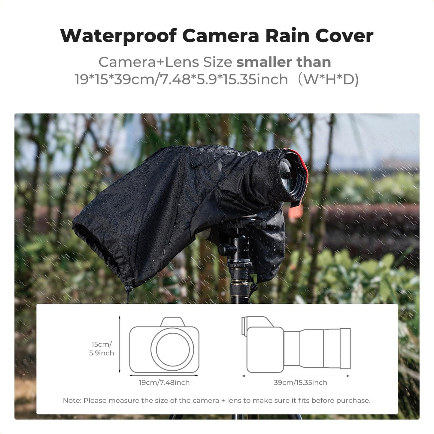 K&F CONCEPT Camera Rain Cover, Waterproof Camera Cover for Nikon Canon Sony DSLR/Mirrorless Cameras & Lenses