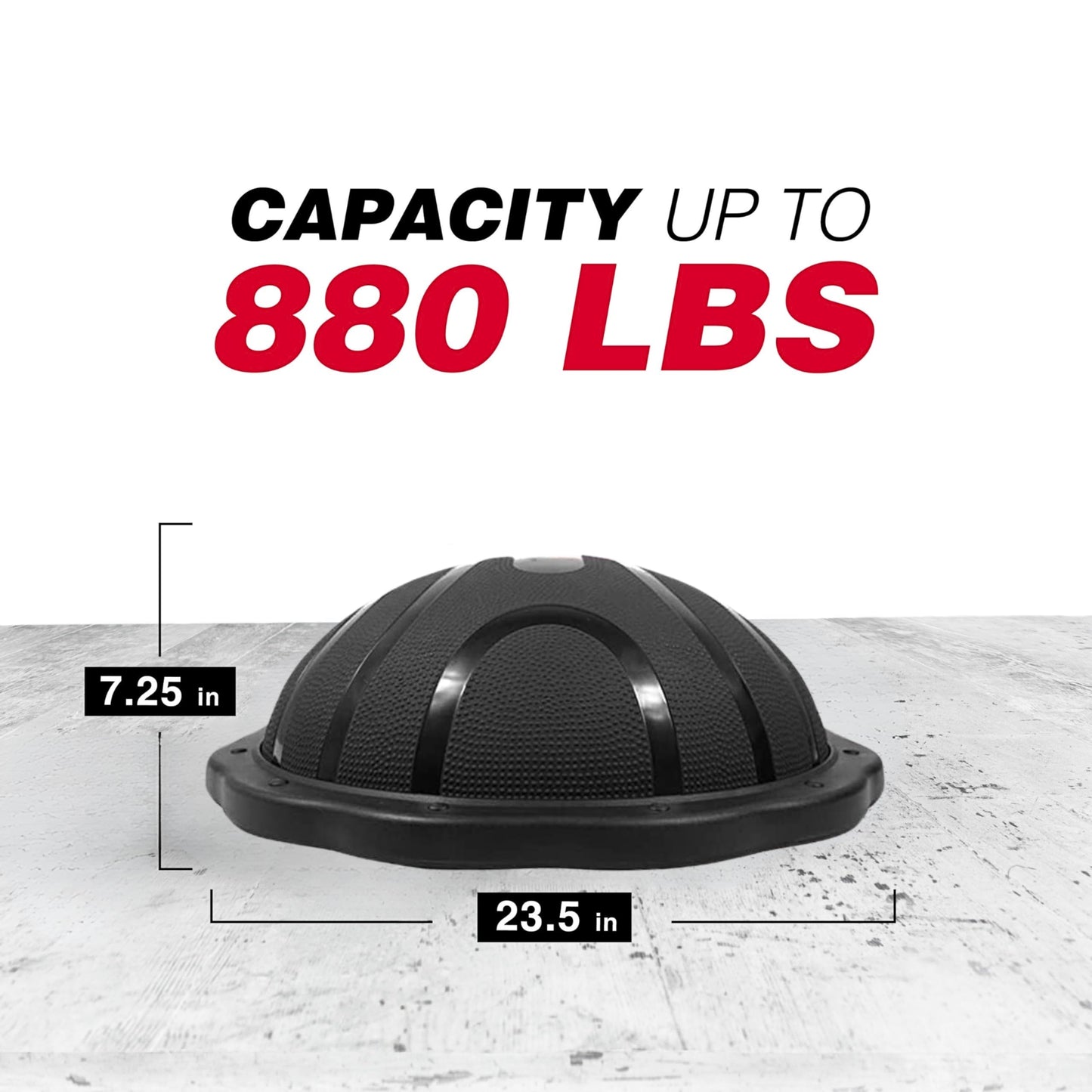 Yes4All 880LBS Half Ball Balance Trainer, Pilates Balance & Stability Ball for Exercises, Home Gym, Floor & Full Body Workouts, Matte Black