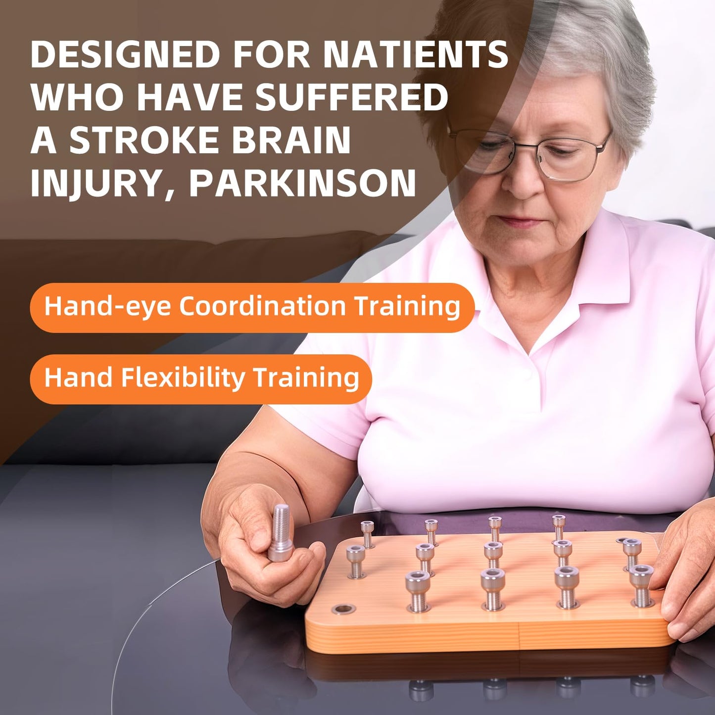 2026 Upgraded Wooden Finger Pegboard | Professional Occupational Therapy Tool for Adults | Hand Rehabilitation Equipment to Boost Fine Motor Skills (Stroke Therapy Compatible)