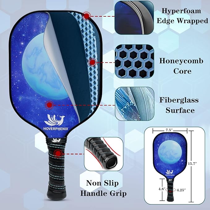 Hoverphenix Pickleball Net for Driveway, 22FT Regulation Size Pickleball Net with Paddles Set of 4, Pickleballs and Carry Bag for Outdoor Indoor Game