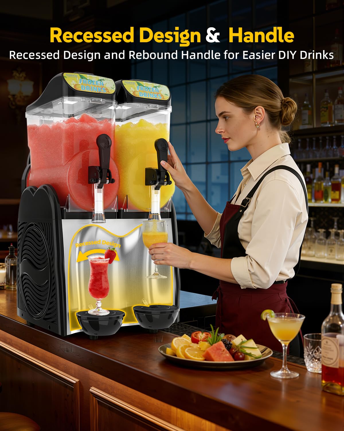 30L Slushie Machine, Double Tank Margarita Machine, 80 Grande Cups Frozen Drink Machine with Auto Clean, 110V/60Hz Frozen Drink Machine for Business, Mobile Bar, Party, Restaurant, 800W Fast Cooling