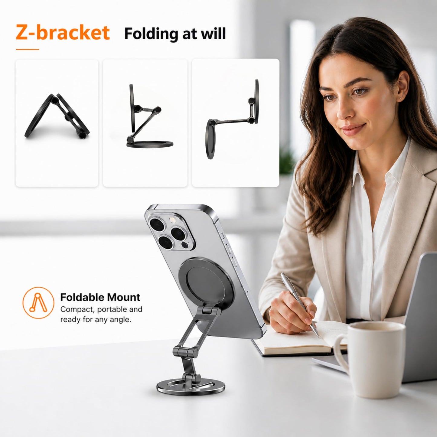 HM² Magnetic Phone Holder for Gym Equipment, Magnetic Phone Mount for Golf Cart, Car & Desk, Magnetic Phone Mount for MagSafe, Strong N55 Magnet, Foldable Adjustable Stand for iPhone 17-12