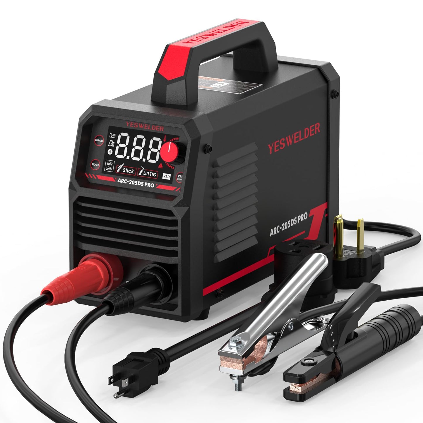 YESWELDER 205Amp Stick Welder Large LED Display, Digital Inverter IGBT ARC Welding Machine, 110V/220V Dual Voltage Hot Start Portable MMA Welder Machine, Arc Force