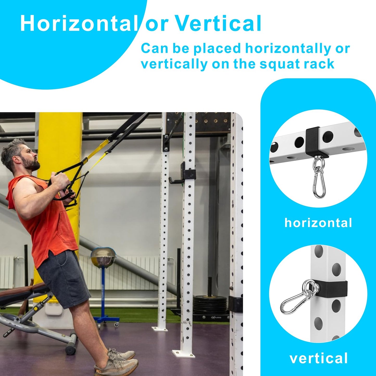 YZZHAJ 2 PCS Power Rack Attachments, Band Pegs for Power Rack, Resistance Band Hooks for Squat Rack, O-Ring Attachment for Power Rack, Versatile Gym Equipment Attachments Fits 1In