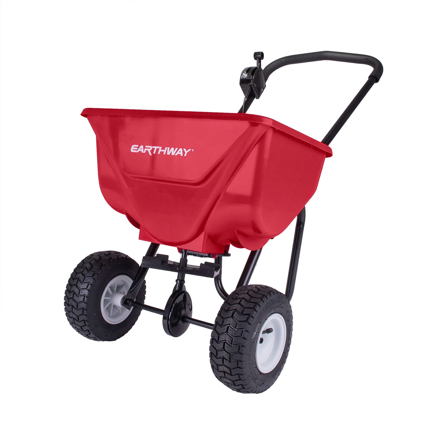 EarthWay 2030P-Plus 65 LB (29 KG) Capacity Commercial Walk-Behind Broadcast Spreader for Grass, Fertilizer, Seeds — Includes Side Spread Control, Even Spread, Pneumatic Tires