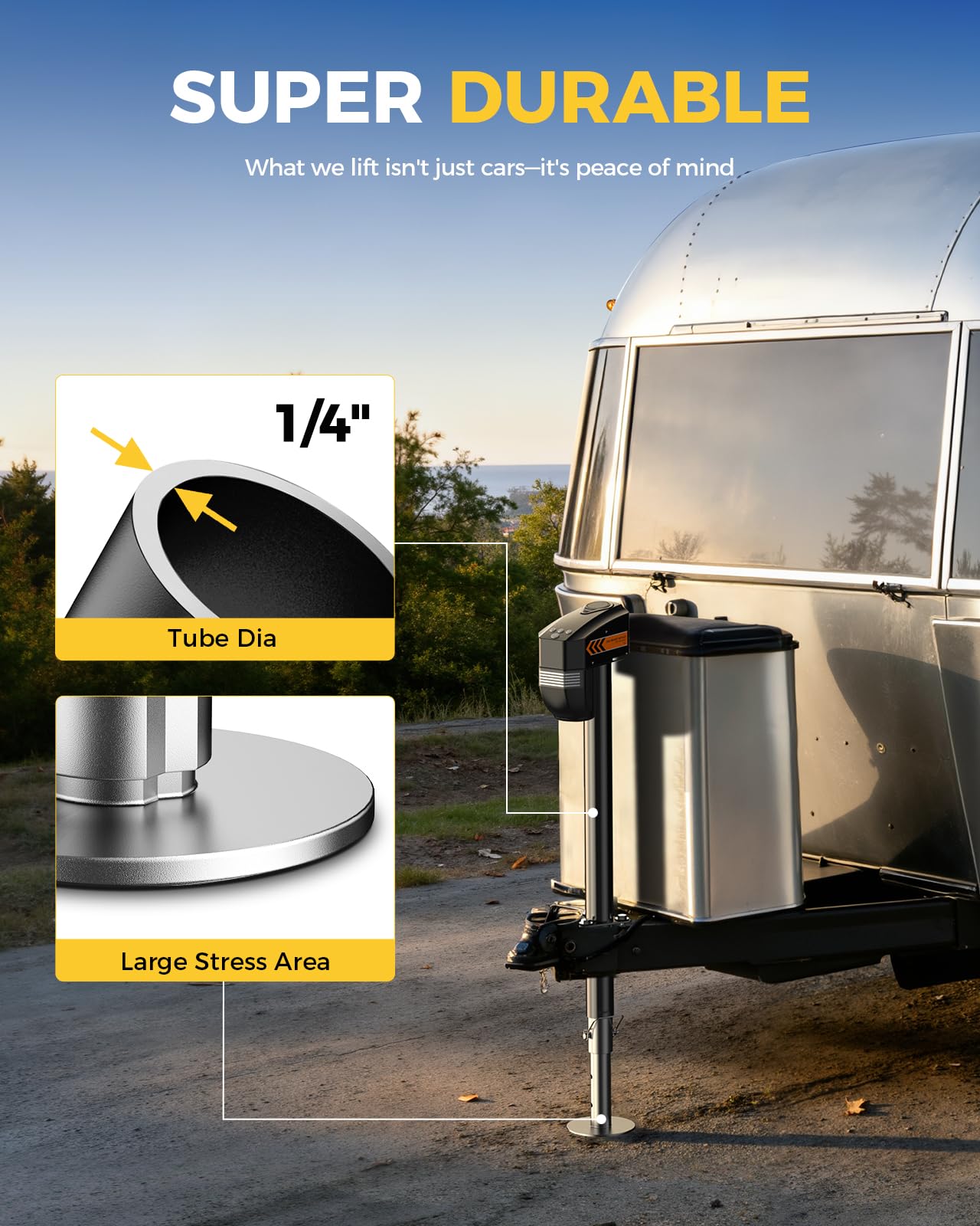 KYX Electric Jack 7500lb, with Remote, Heavy Duty RV Electric Tongue Jack, 9.84"-33.85" Lift, Manual Crank Handle & Jack Cover for RVs & Travel Trailers, Black