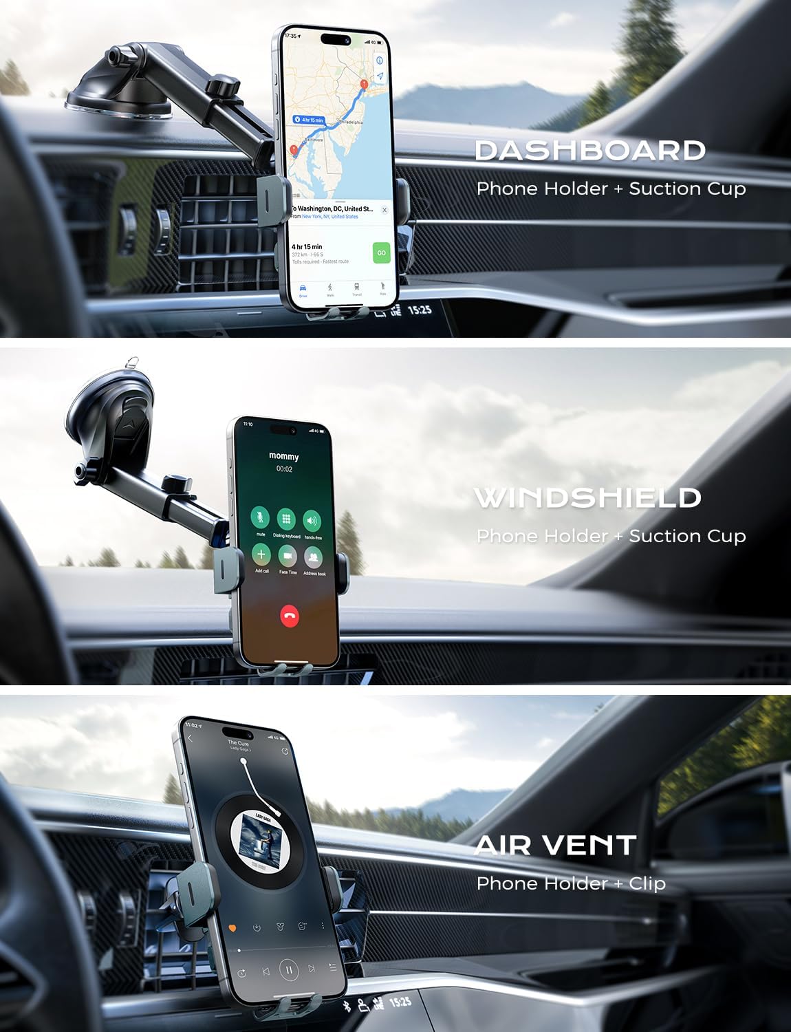 CHGeek 15W 15 14 13 12 11 S24 S23 S22 S21, S20, S10+, Wireless Car Charger, Fast Charging Auto Clamping Car Charger