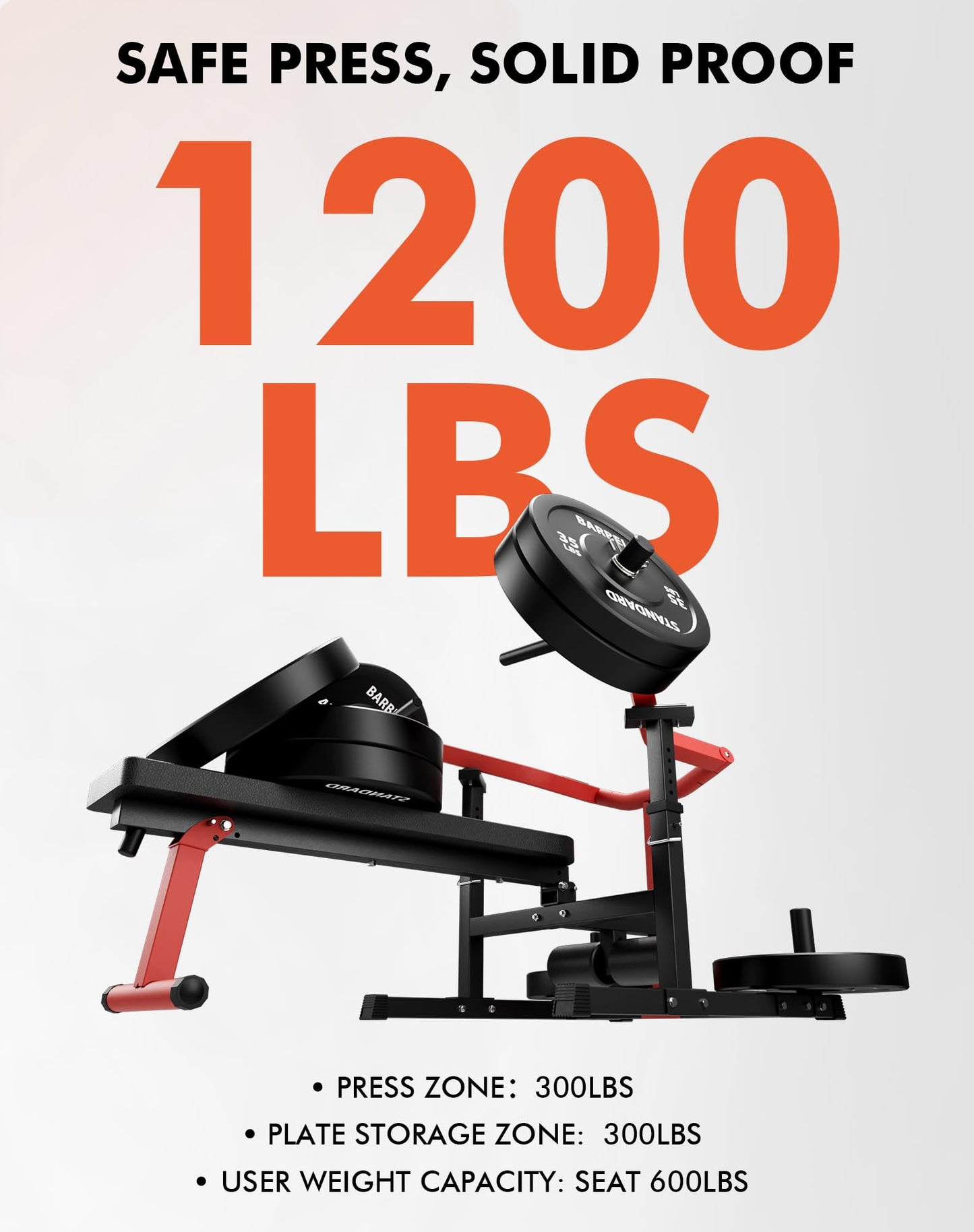 GMWD Chest Press Machine, 1200LBS Bench Press Machine with Independent Converging Arms, Adjustable Flat Incline Bench for Chest, AB Workouts, Shoulder Home Gym Equipment, Red, V1