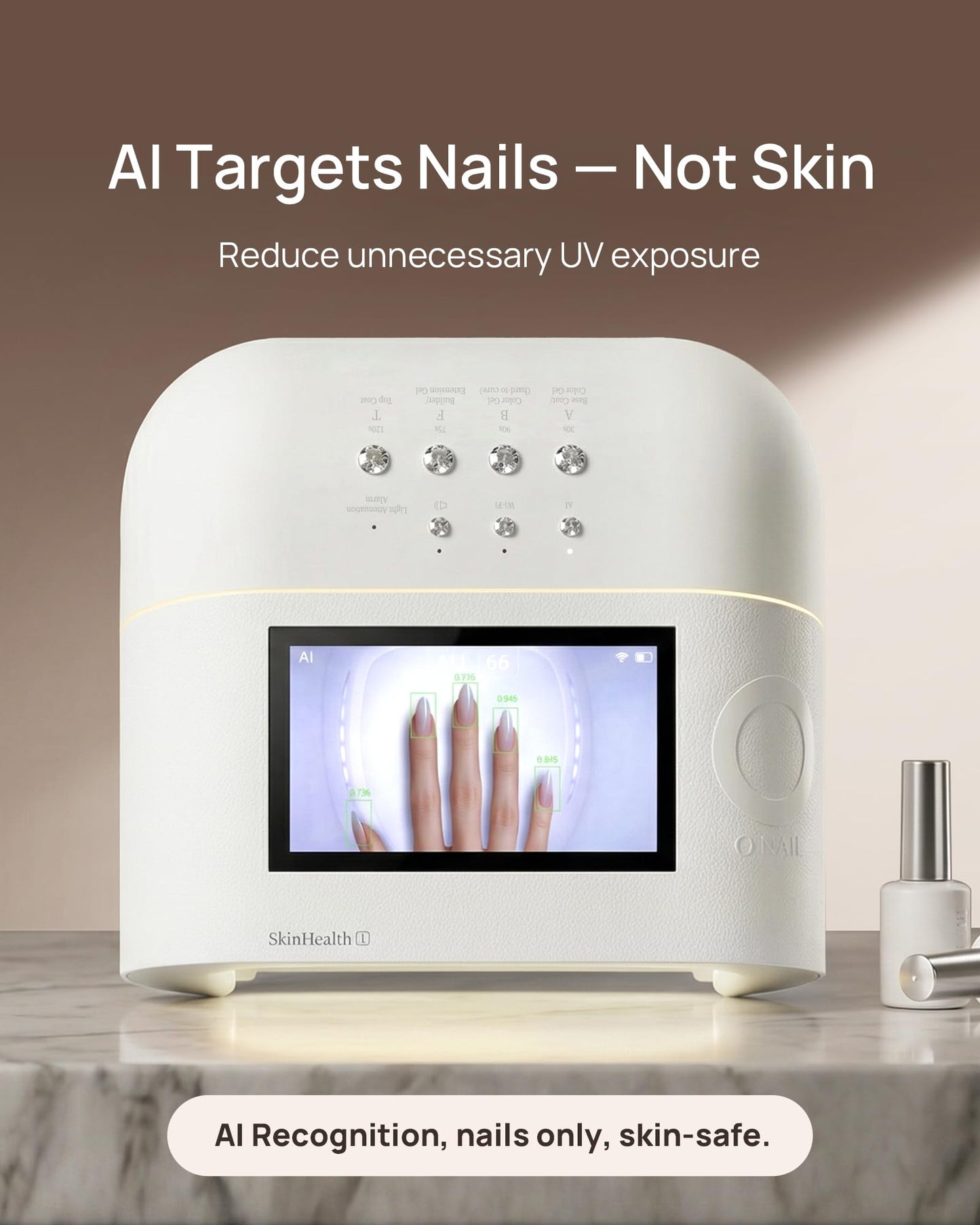 UV LED Nail Lamp for Gel Nails - O NAIL AI Smart Precision Scan Reduces UV Exposure, 109 LED Nail Dryer with HD Display, 2X Fast Curing Light for Salon & Home Pink (Battery Not Included)
