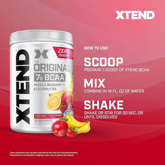 Original BCAA Powder 7g BCAA and 2.5g L-Glutamine, Sugar Free Post Workout Muscle Recovery Drink with Amino Acids for Men & Women, 30 Servings