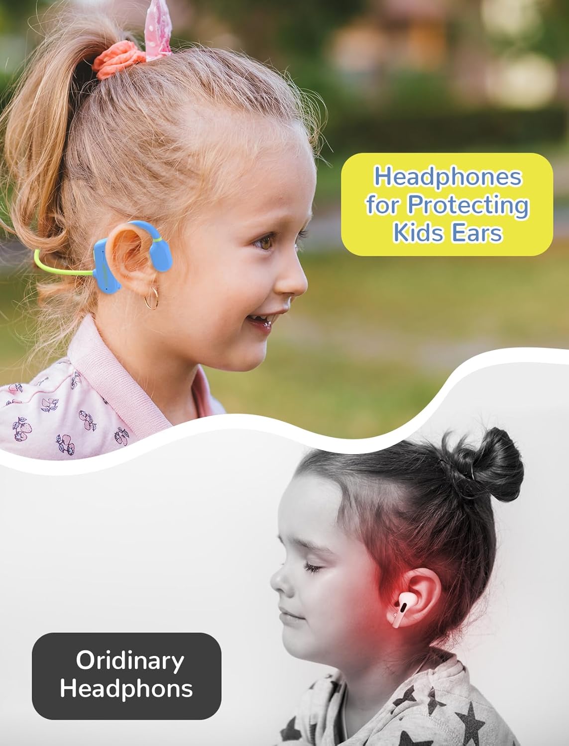 5.3 IPX5 Kids Headphones, Wirelss Air Conduction Open Ear Headphones Lightweight Kids Waterproof with Microphone