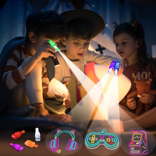 32 Pcs Video Game Party Favors Finger Lights Gamer Birthday Decorations, Neon Glow in the Dark Light Up Party Supplies Gaming Toys Fun Gifts Bulk for Kids Goodie Bags Stuffers Classroom Prizes
