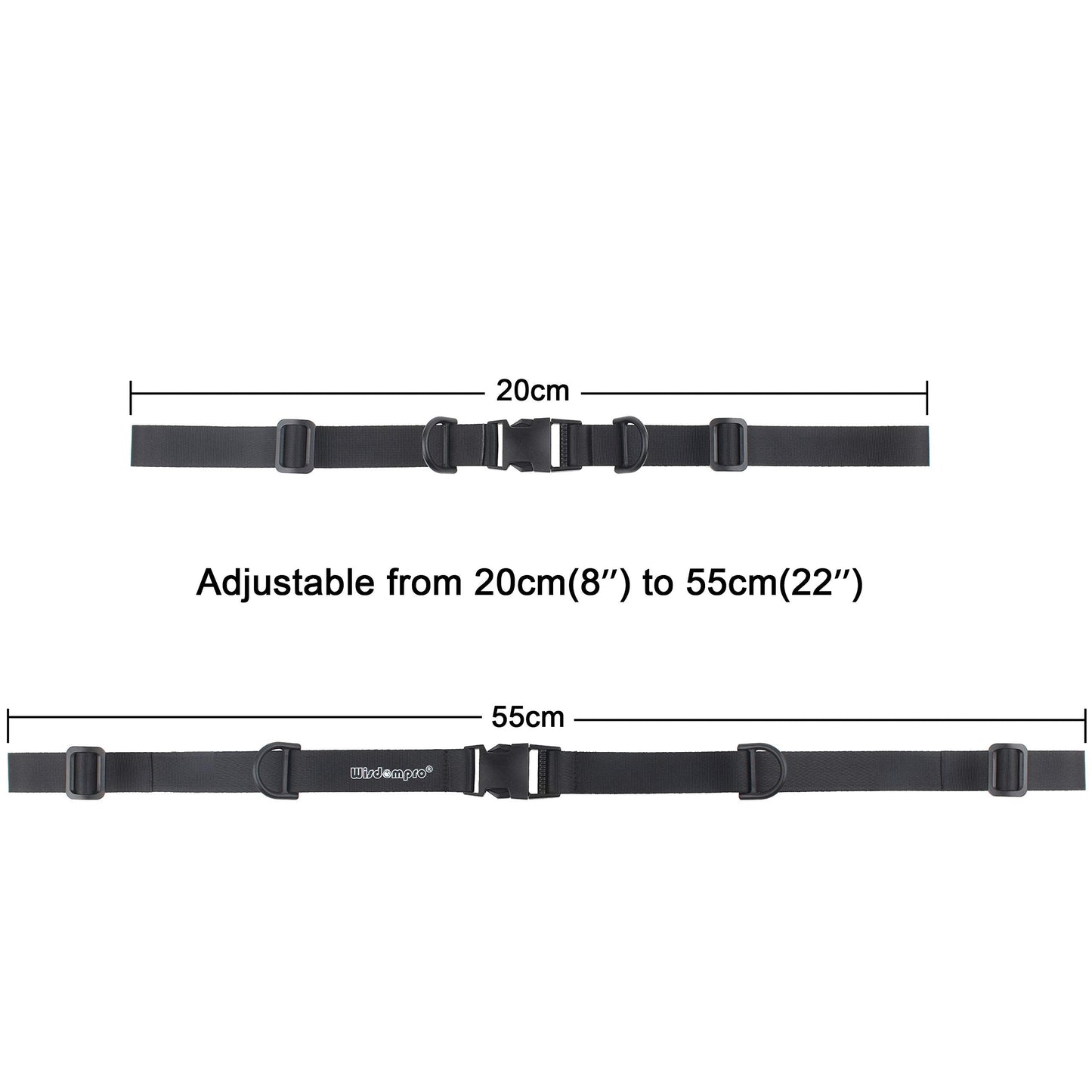 Wisdompro Backpack Chest Strap, Heavy Duty Adjustable Backpack Sternum Strap Chest Belt with Quick Release Buckle for Hiking and Jogging - with Slide Locks (Black)