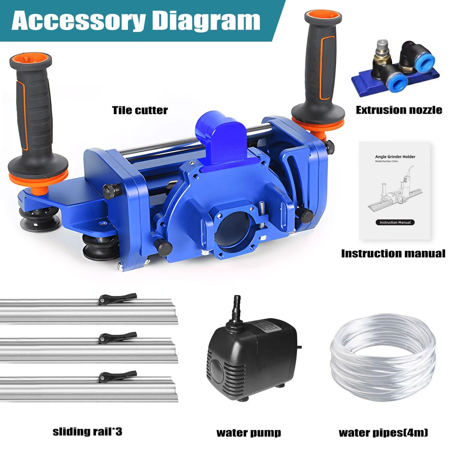 Electric Orbital Angle Grinder Tile Cutter for jiaomoji Large Ceramic Porcelain Tiles Up to 124 inches, Precise Ceramic Tile Cutting Tool(Angle grinder included)
