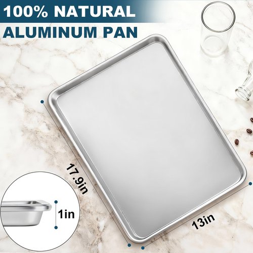 Bastwe 6 Pack Half Size Baking Sheet Pan Set, Aluminum Commercial Quality Cookie Sheet for Baking or Roasting, Large Thick Baking Tray Prevents Warping, 13" × 18" Cookie Tray Pan