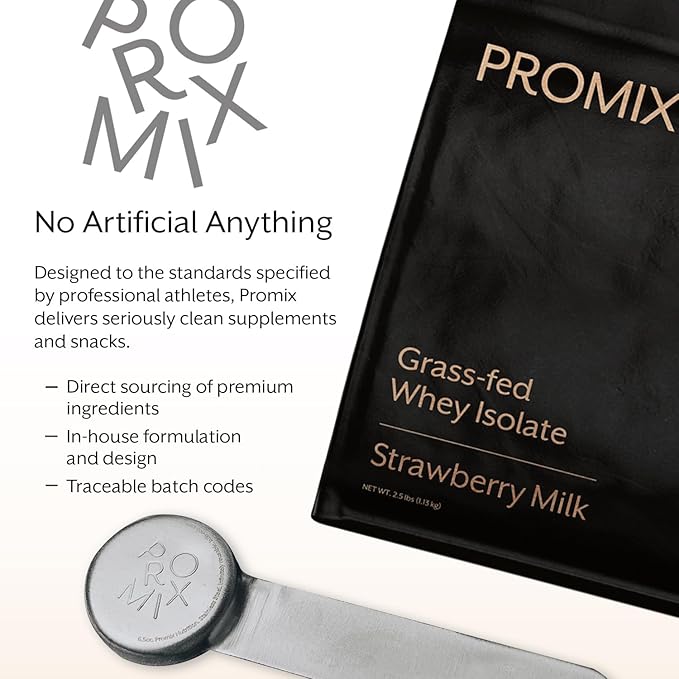 ProMix Nutrition Whey Protein Isolate Powder, 31g Grass Fed Whey Isolate, 6.6g BCAAs, Gluten Free, Keto Friendly, Strawberry, 5lb