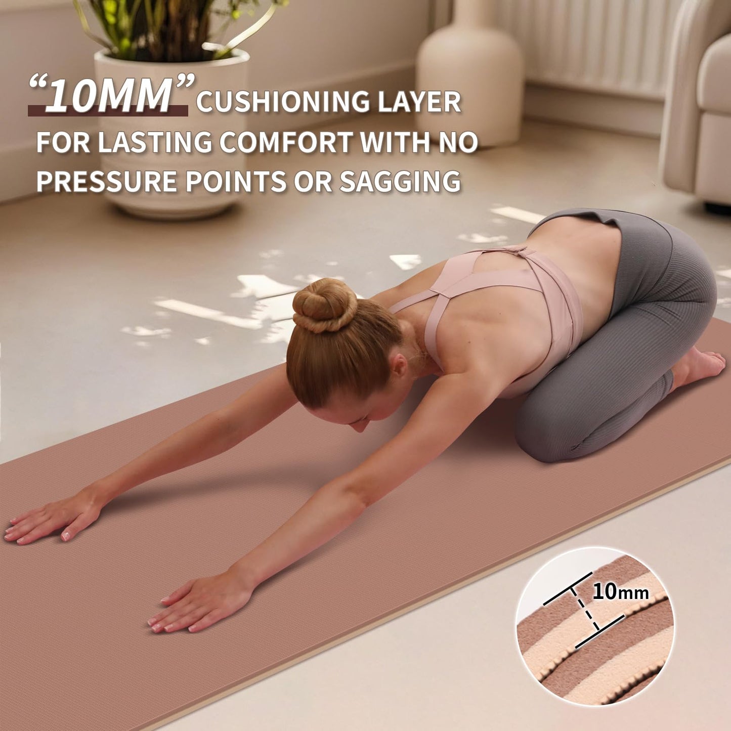 PAIDU Yoga Mat Non Slip Anti-tear,extra thick-2/5 inch（10MM）High Resiliency Professional POE Yoga Mats for Women Men Kids,72"x24"inch,Workout, Yoga, Pilates and Floor Exercise, with Carrier Strap
