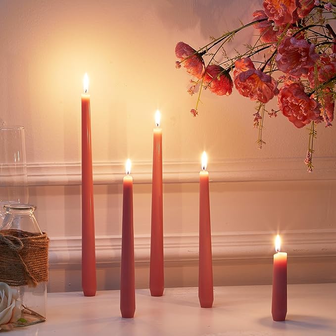 MTLEE Taper Candles 8/10/12 Multi Height Unscented Taper Candles 8 Burn Hours for Dinner Decorative Home Decoration Wedding Party Candlesticks(Pink,36)