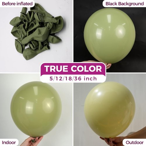 Bezente Sage Green Balloons - 18 Inch Large Olive Green Latex Balloons | 30 Pack for Parties & Events