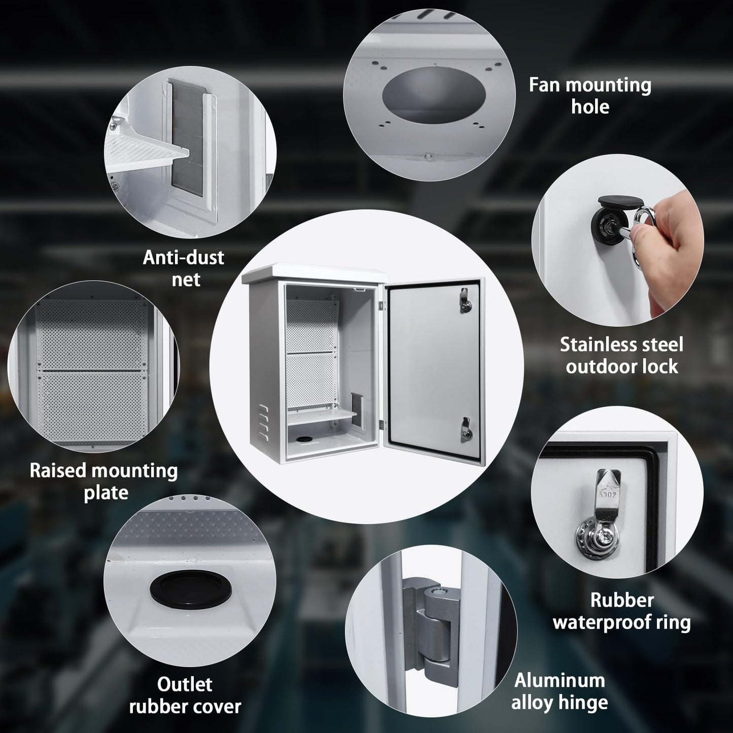 Outdoor nema Enclosure Electrical Box - 23.6x19.7x11.8 Weatherproof Network Exterior Box Ventilated Enclosure hinged Outdoor Galvanized Electrical Ventilation Design(600 * 500 * 300mm)