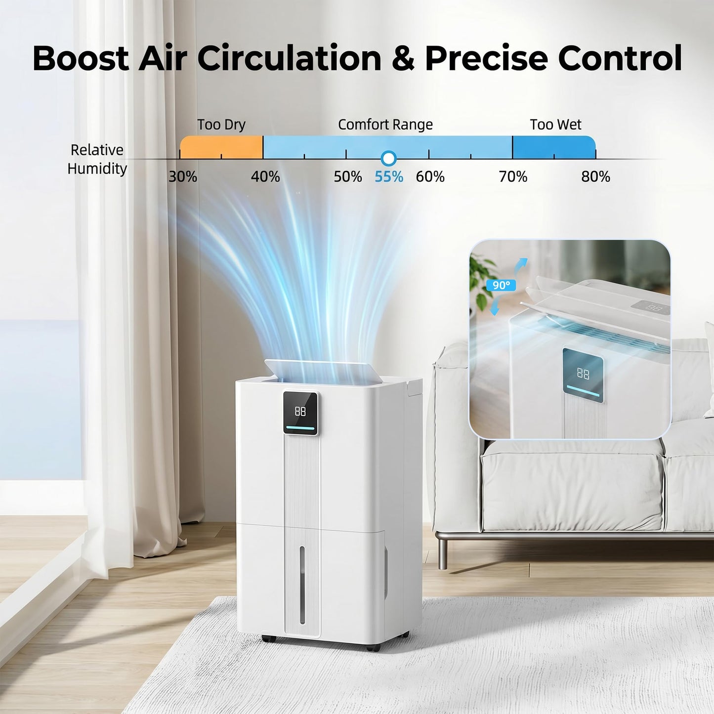Dehumidifier for Basement and Home,6000 Sq. Ft 100 Pint Portable Dehumidifier with Drain Hose, Energy Efficient with Auto Mode and 24H Timer, Quiet for Bedroom, Bathroom, Rv, Garage