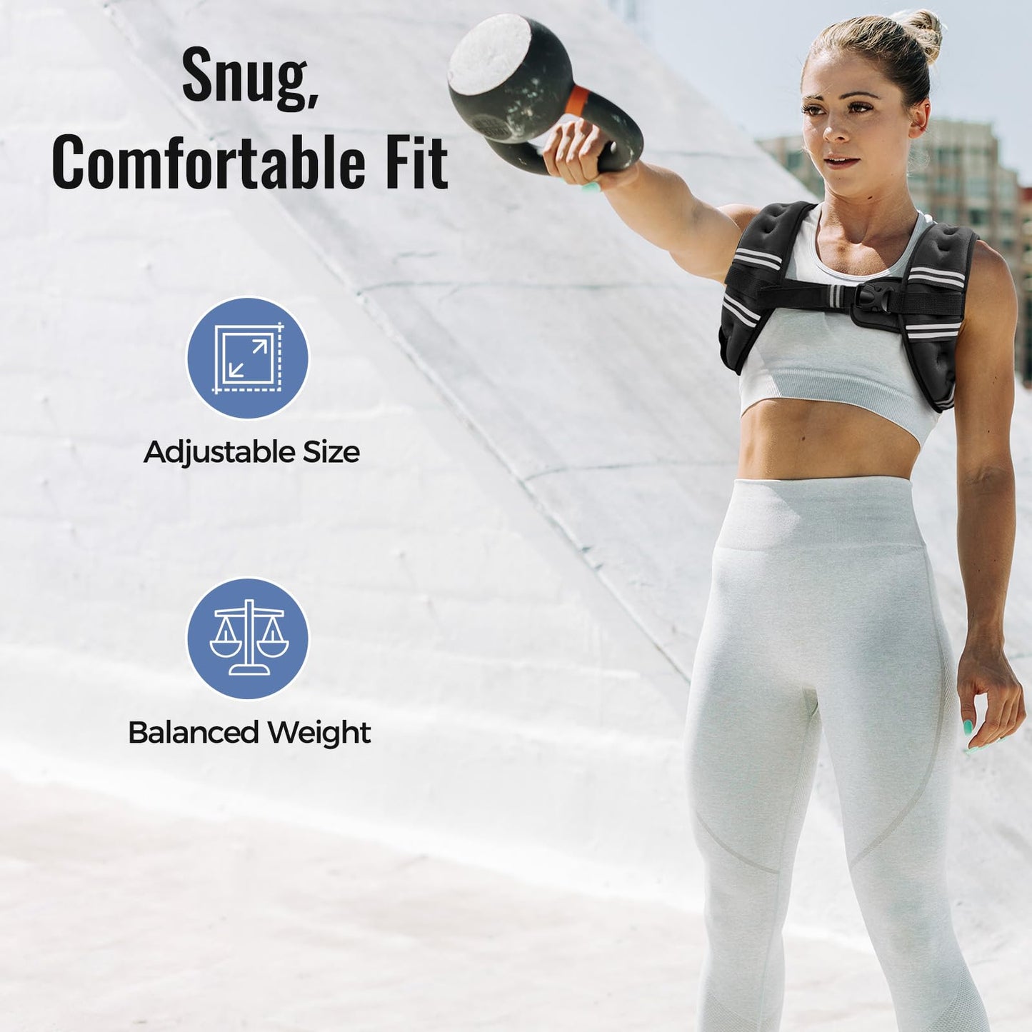 Zeerun Weighted Vest for Women & Men with Reflective Stripe and Adjustable Buckle, Comfortable & Durable Rucking Vest for Walking, Running & Strength Training, 10LBS-Black