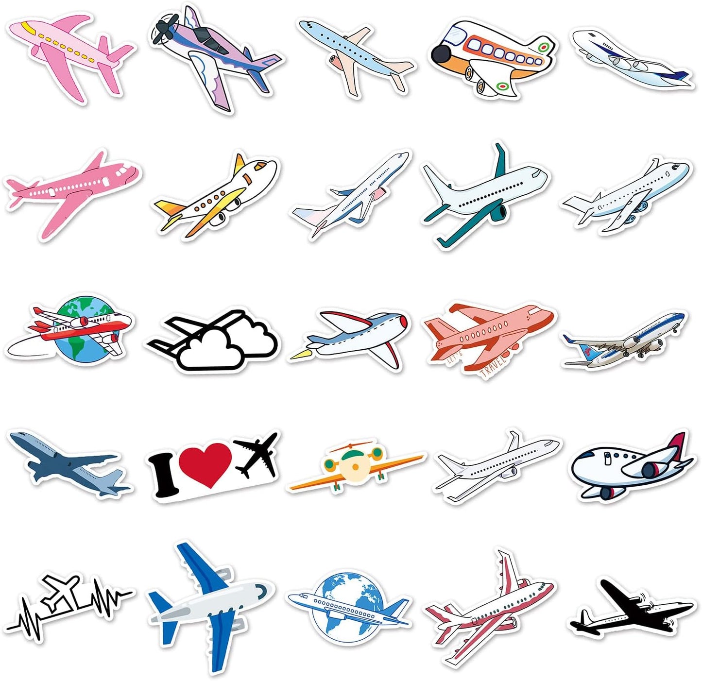 ZLWSD Stickers,50PCS Pack Kids Teens Airplane Aircraft Aesthetic Waterproof Laptop Adults Graffiti Decals for Water