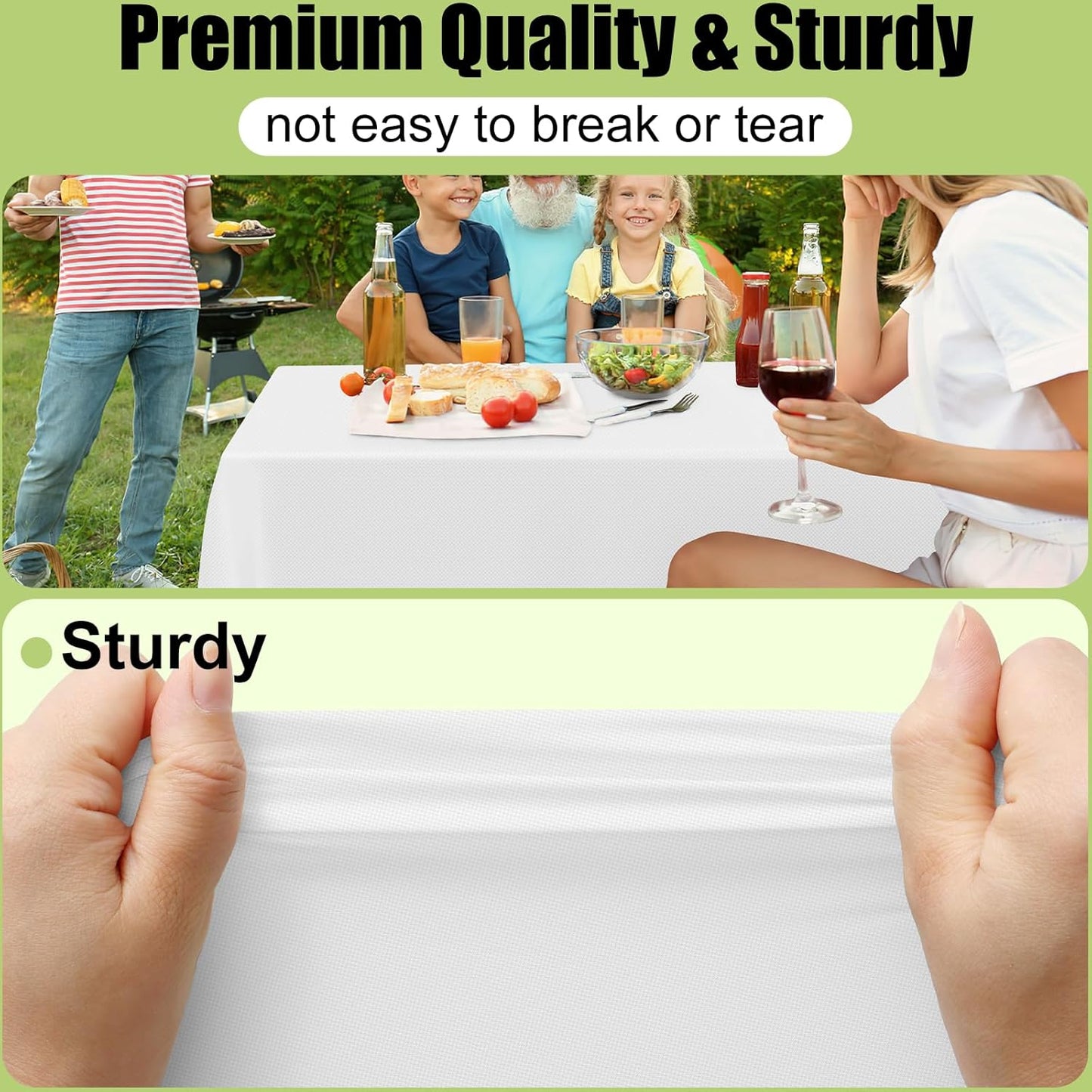Smiry Disposable Table Cloth - Waterproof 54 x 108 Inch Rectangle Tablecovers | 12 Pack, Sturdy & Leakproof, White