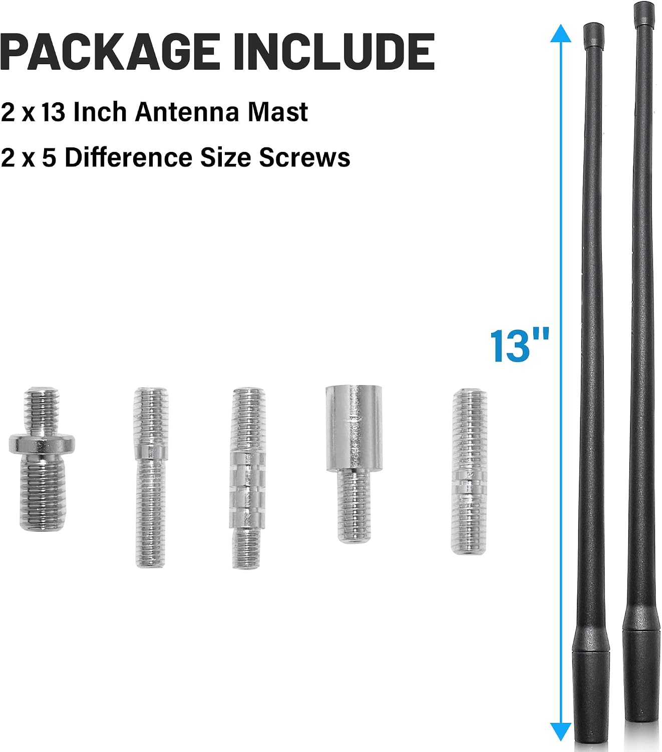 Anina 2PC 13 Inch 1998-2022 Antenna Mast for Harley Davidson Motorcycle Aerial Antenna for FM/AM Radio Signal Reception
