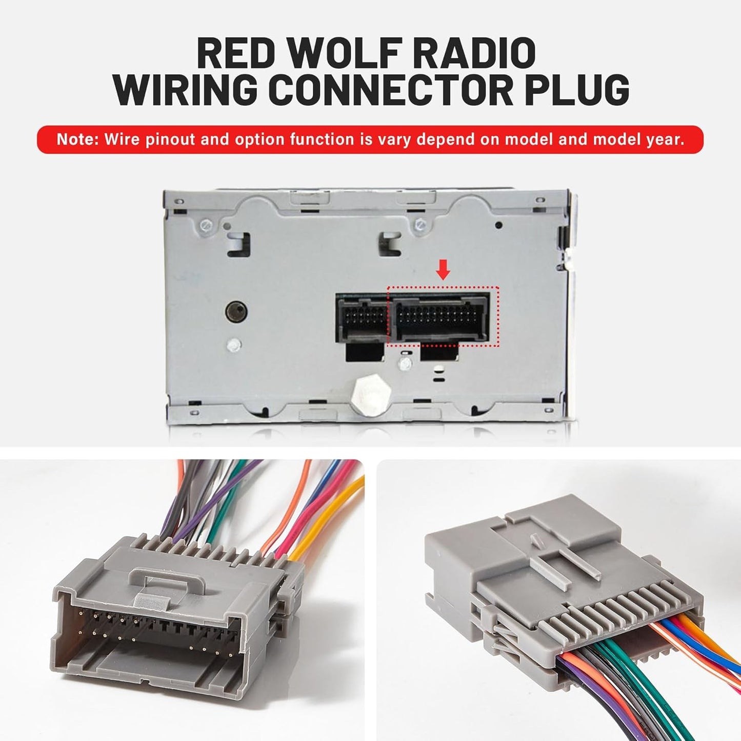 2002-2008 RED WOLF Stereo Wiring Harness Fit for GMC Envoy Sierra Chevy Silverado Impala Aftermarket Stereo Radio Wire