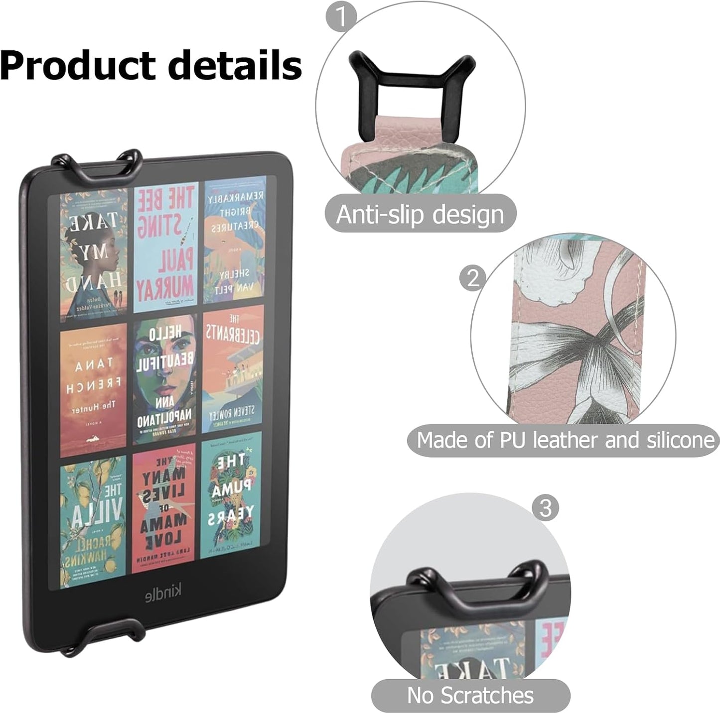 WQVSHRO 2PCS 6-8" Electronic Reader Hand Strap Ebook Versatile Portable Grip Secure Hand Strap for Ebook Mobile Phones