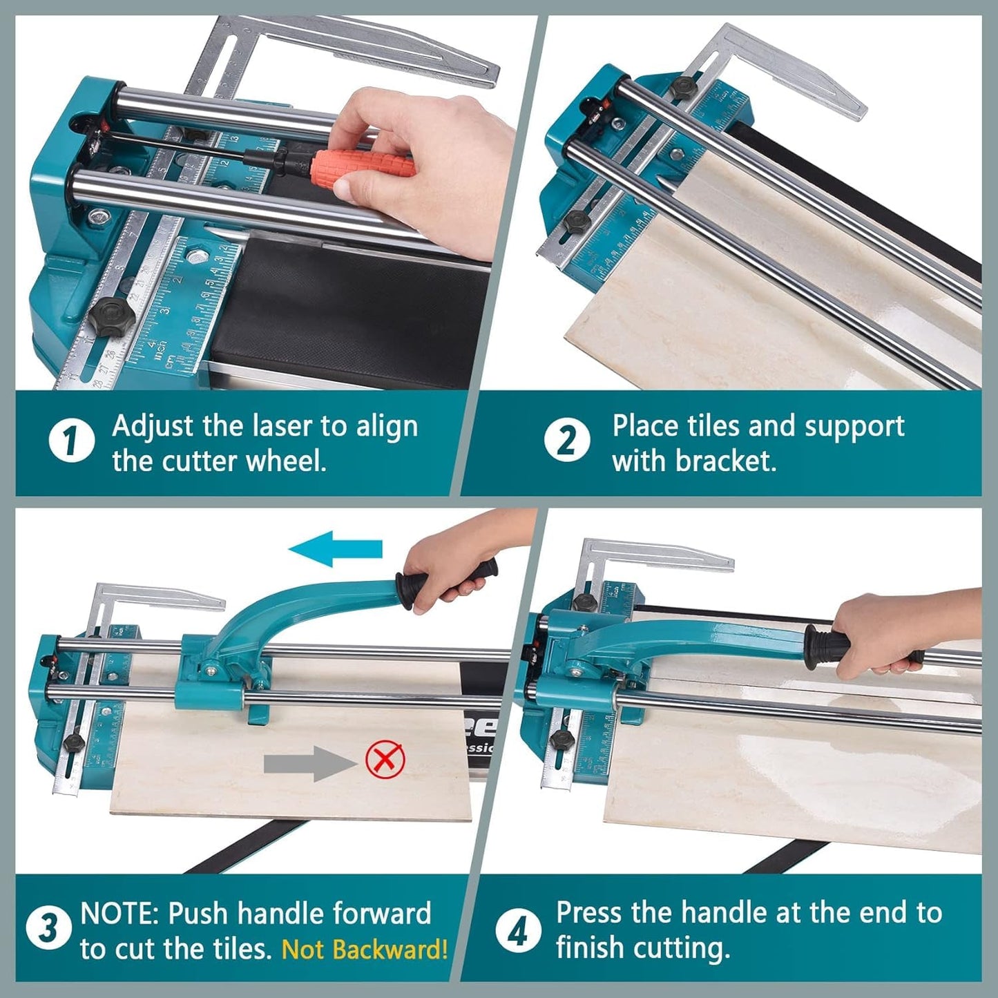 Seeutek Tile Cutter, 48 inch Professional Manual Porcelain Ceramic Tile Cutter, Double Rails Design Tile Cutter Tool, with Extra Tungsten Cutting Wheel and Laser Positioning