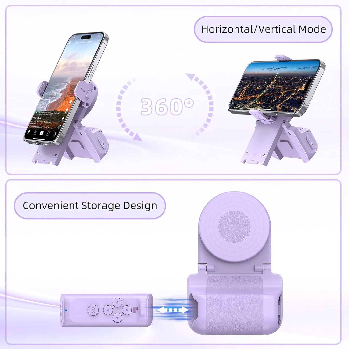 MILOUZ Remote Control Scrolling for Tiktok with Phone Stand,Page Turner for Kindle App E-Book,Bluetooth Camera Shutter
