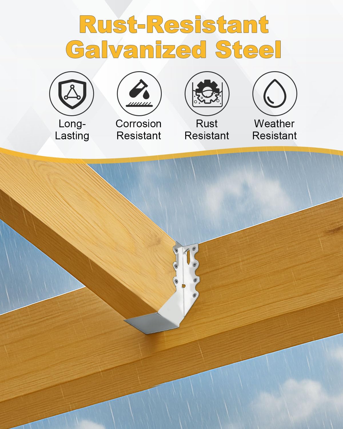 Hsddmx 50 Pcs 2x6 Joist Hangers for Wood, 20 Gauge Galvanized Face Mount Joist Hangers, Heavy Duty Hurricane Ties for Rafters Roofs Decks Floors Ceilings