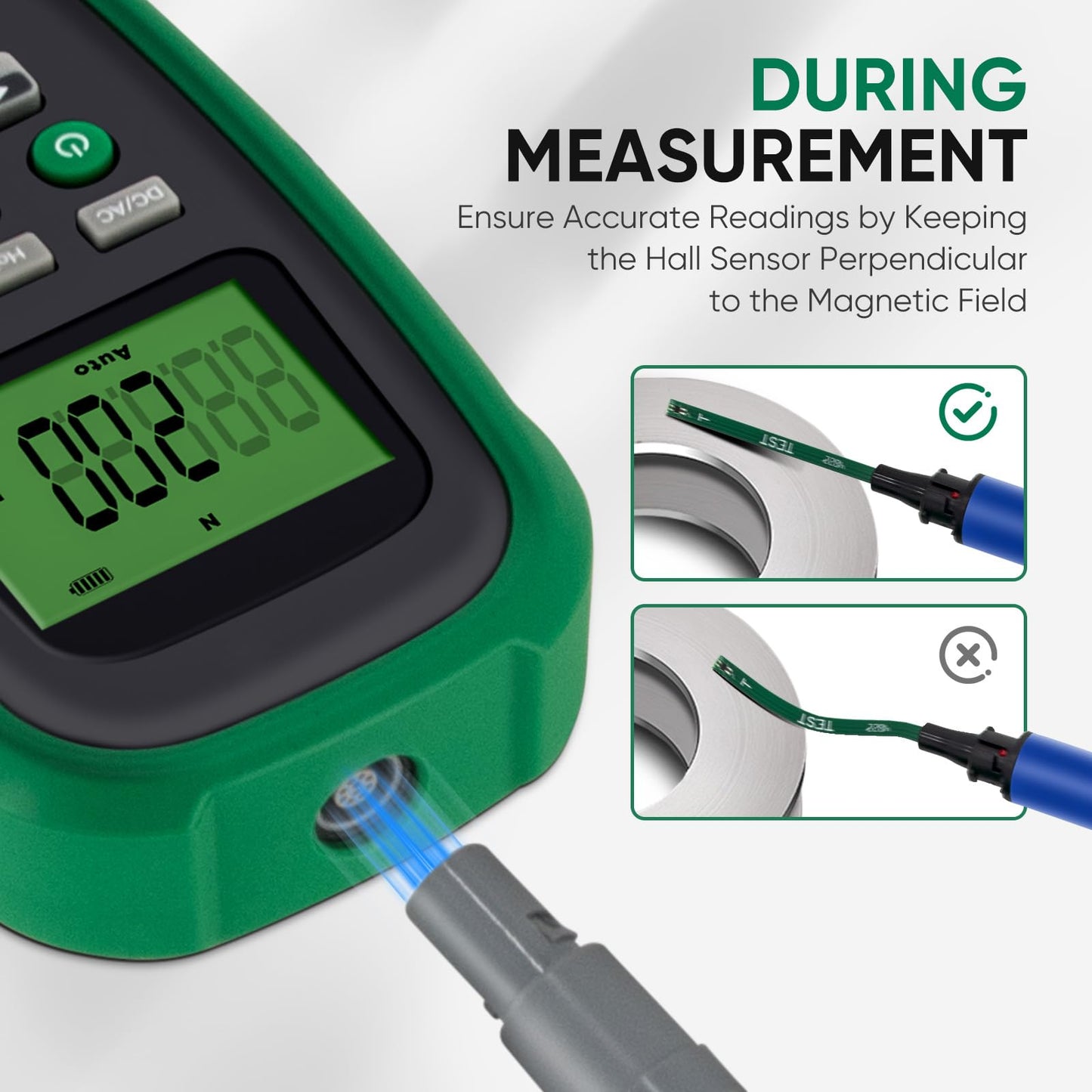 GOYOJO Digital Gauss Meter (3000mT/30000Gs), AC/DC Tesla Meter with Probe, ±2% Accuracy Magnetic Field Tester for Magnets, Motors, Speakers & Industrial APPL