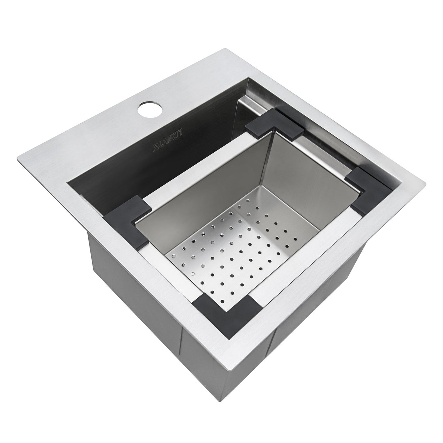 Ruvati Outdoor BBQ Workstation Sink 15 x 15 inch Topmount Marine Grade T316 Stainless Steel RV Boat Tiny Home - RVQ5215
