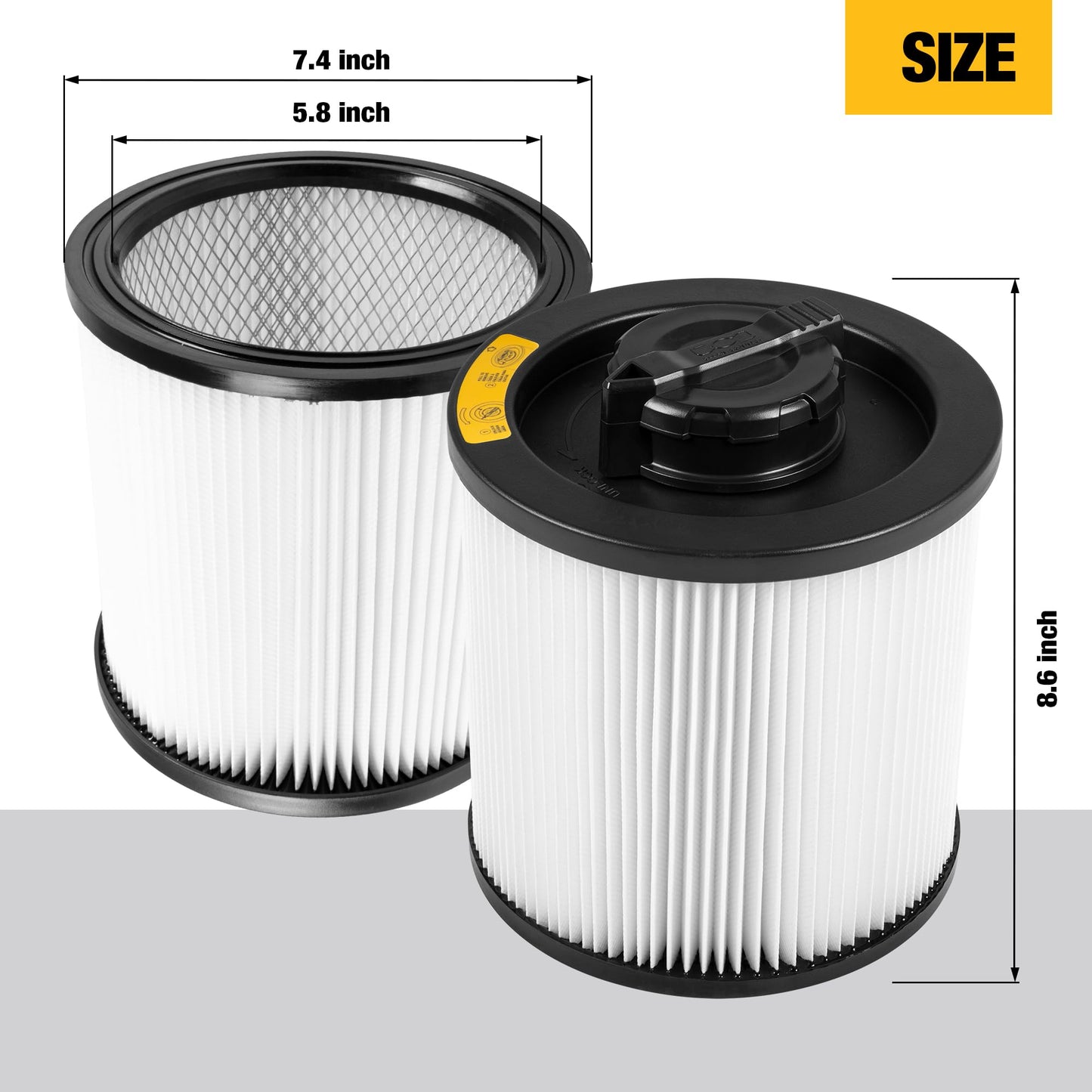 DEWALT Vacuum Filter Replacement DXVC6910, Fit for DXV06P, DXV10S, DXV09P,DXV09PA, DXV10P, DXV10PL, DXV12P, DXV16S, DXV16SA, DXV209P, DXV209PA,DXV212P,DXV212PA,DXV14P,DXV16P,DXV16PA