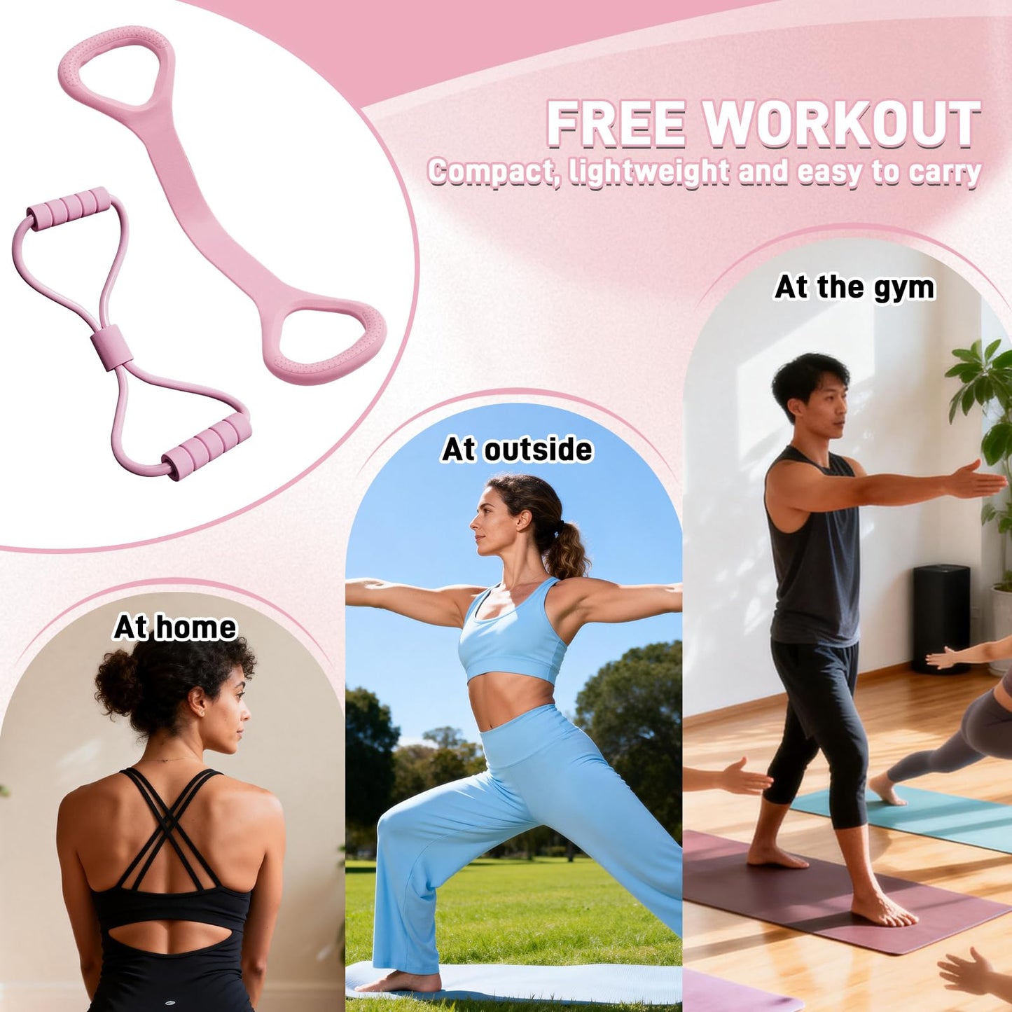 Guyakysk 2 Pack Figure 8 Resistance Bands for Women Men Working Out, Exercise Bands with Handles, Upper Body Workout Equipment for Beginner Arm Back Stretching, Shoulder Rehab, Pilates, Blue