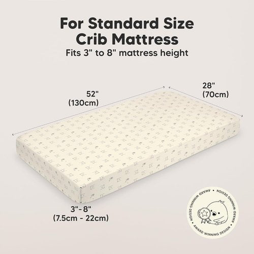 KeaBabies Organic Crib Sheets - 2-Pack Fitted Jersey Cotton for Boys & Girls | Soft & Breathable 52x28" Bumble Bear Prints