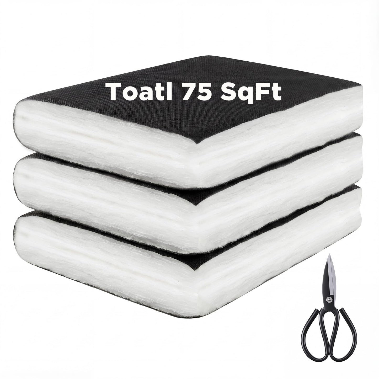 Reallnaive 3 Pcs 5 x 15ft Camper Van Insulation,35mm Thickened Soundproof Thermal Barrier Insulation with Scissors Acoustic Sound Deading Material for Cars, Camper Vans, Rvs and Trucks