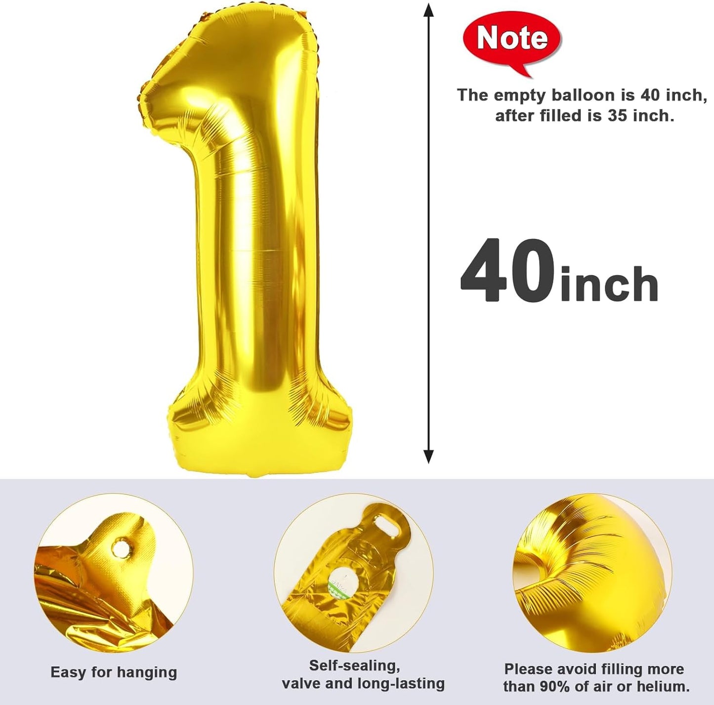 Skiennix 40 Inch Gold Number Balloon - Perfect for 16th Birthday & Wedding Celebrations | Large Foil Decoration
