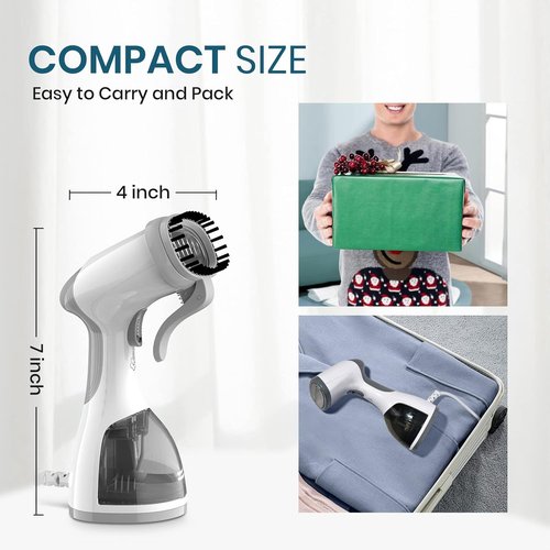Kolohoso Handheld Garment Steamer - 1500W Fast Heat Up, Portable Travel Design, 260ml Tank - Grey